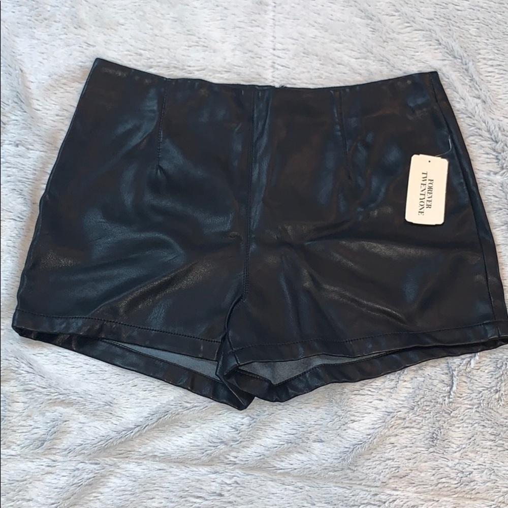 F21 High waist leather shorts